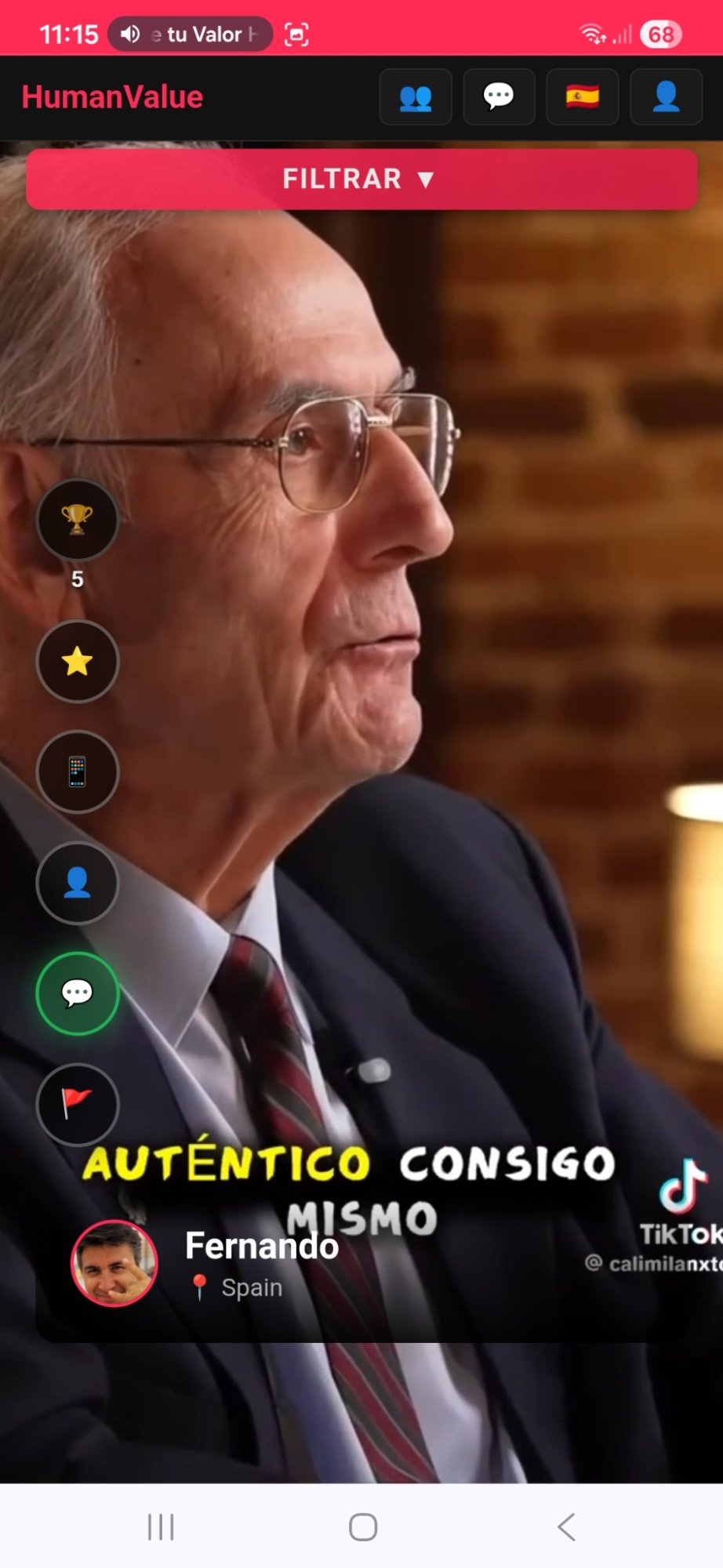 Feed de vídeos Humanvalueapp